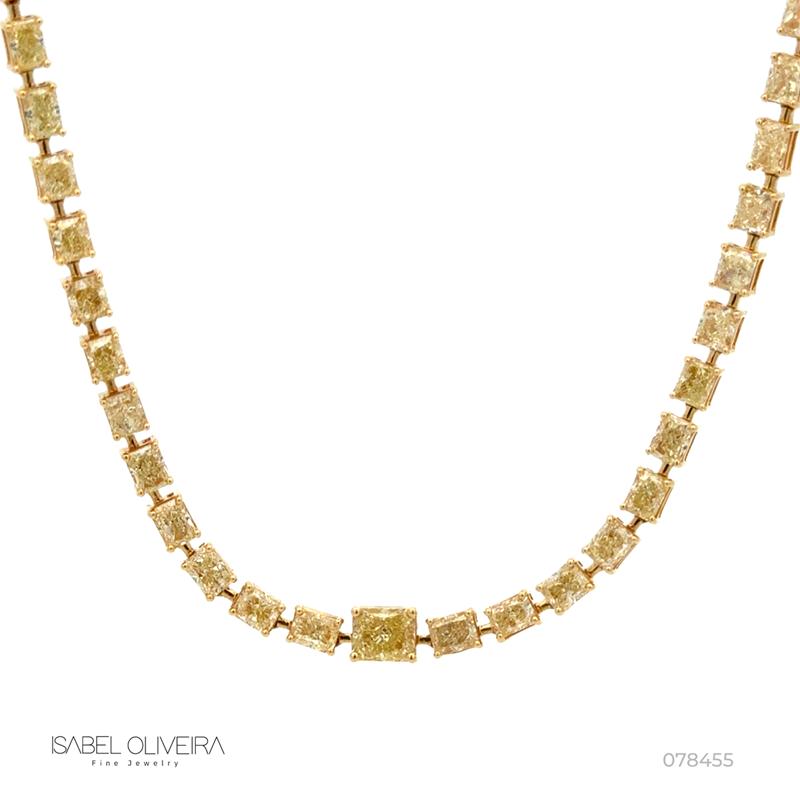 Colar Riviera 79 Diamantes Fancy 23,70ct 45cm 30,22g Ouro Amarelo 18k - Coleção Rivieras