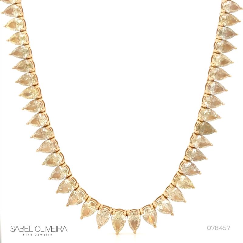 Colar Riviera 61 Diamantes Fancy Gota 24,97CT 67 Brilhantes 2,32CT 45,50CM 34,42G Ouro Amarelo 18K - Coleçao Rivieras