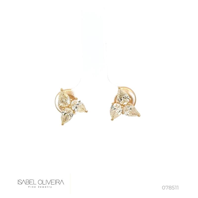 Brinco 6 Diamantes Gota 1,54CT 2,55G Ouro Amarelo 18K - Coleçao Laisa