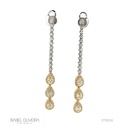 Brinco Pendurado 6 Diamantes Gota 1,35CT 120 Brilhantes 0,61CT 4,88G Ouro Branco e Amarelo 18K - Coleçao Laisa