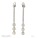 Brinco Pendurado 6 Diamantes Gota 1,43CT 120 Brilhantes 0,61CT 4,80G Ouro Branco 18K - Coleçao Laisa