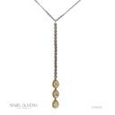 Colar com Pingente Pendurado 3 Diamantes Gota 0,69CT 65 Brilhantes 0,37CT 4,65G Ouro Branco e Amarelo 18K - Coleçao Laisa