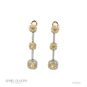 Brinco Pendurado 6 Diamantes Fancy 1,10CT 116 Brilhantes 1,27CT 4,58G Ouro Branco e Amarelo 18K - Coleçao Laisa