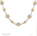 Colar 11 Diamantes Fancy 2,14CT 268 Brilhantes 2,50CT 43CM 9,60G Ouro Branco e Amarelo 18K - Coleçao Laisa