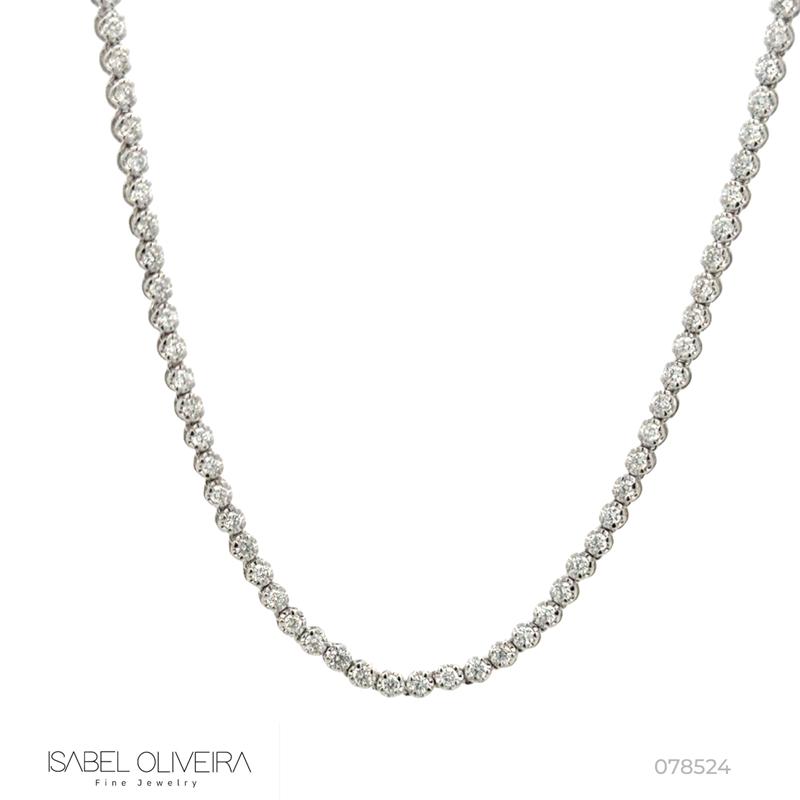 2,5-COLAR Riviera Coroa 150 Brilhantes 3,77CT 44CM 11G Ouro Branco 18K - Coleçao Rivieras