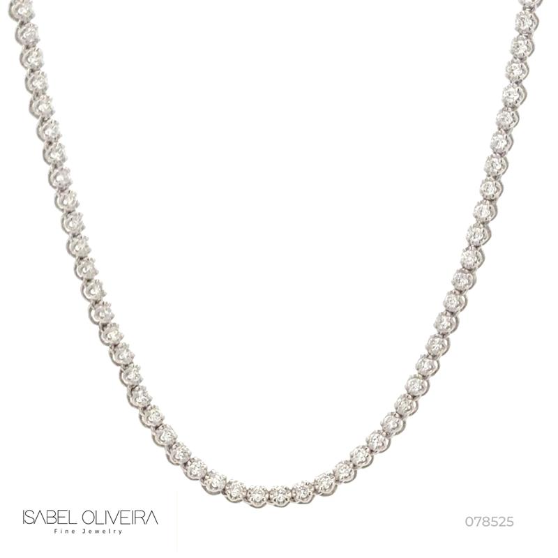 1,5-COLAR Riviera Coroa 158 Brilhantes 2,52CT 43CM 11,21G Ouro Branco 18K - Coleçao Rivieras