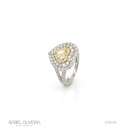 Anel 1 Diamante Coraçao 0,47CT 81 Brilhantes 1,13CT 3,88G Ouro Branco e Amarelo 18K - Coleçao Laisa
