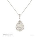 Colar 1 Diamante Gota 0,26CT 61 Brilhantes 0,89CT 43CM 4,0G Ouro Branco 18K - Coleçao Laisa