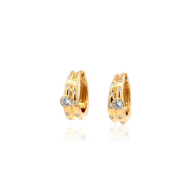 Argola Dupla 20 Brilhantes 0,69ct 5,87g Ouro Amarelo 18k - Coleção Laisa