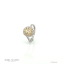 Anel 1 Diamante Fancy Oval 0,61ct 44 Brilhantes 0,87ct 3,15g Ouro Branco e Amarelo 18k - Coleção Laisa