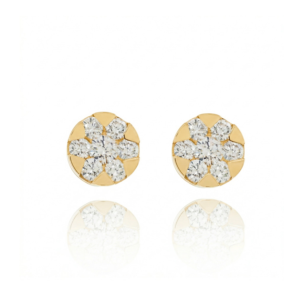 BRBOT10AG-BRINCO Botao 9,3MM 14 Brilhantes 1,67CT H VS2 4,28G Ouro Amarelo 18K - Coleçao Botao