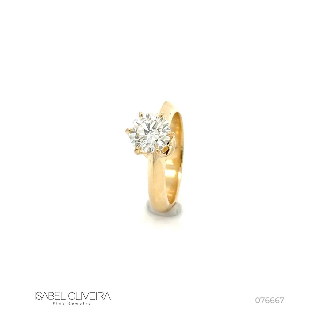 155-ANEL Solitario Brilhante 1,55CT H VVS1 6,85G Ouro Amarelo 18K - Certificado Egl 1701318021 - Colecao Only You