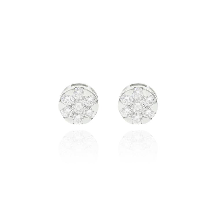 BRBOT8BM-BRINCO Botao 8,10MM 14 Brilhantes 1,11CT H VS2 2,55G Ouro Branco 18K - Coleçao Botao