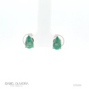 BRESMGO01BP-BRINCO 2 Esmeraldas Brasileiras Gota 1,36CT 1,88G Ouro Branco 18K - Certificado Belmont - Coleçao Brazilian Emerald