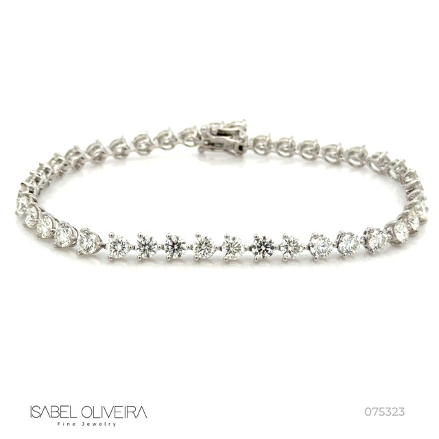 18-Pulseira Riviera 40 Brilhantes 7,12ct 18cm 8,18g Ouro Branco 18k - Coleção Rivieras