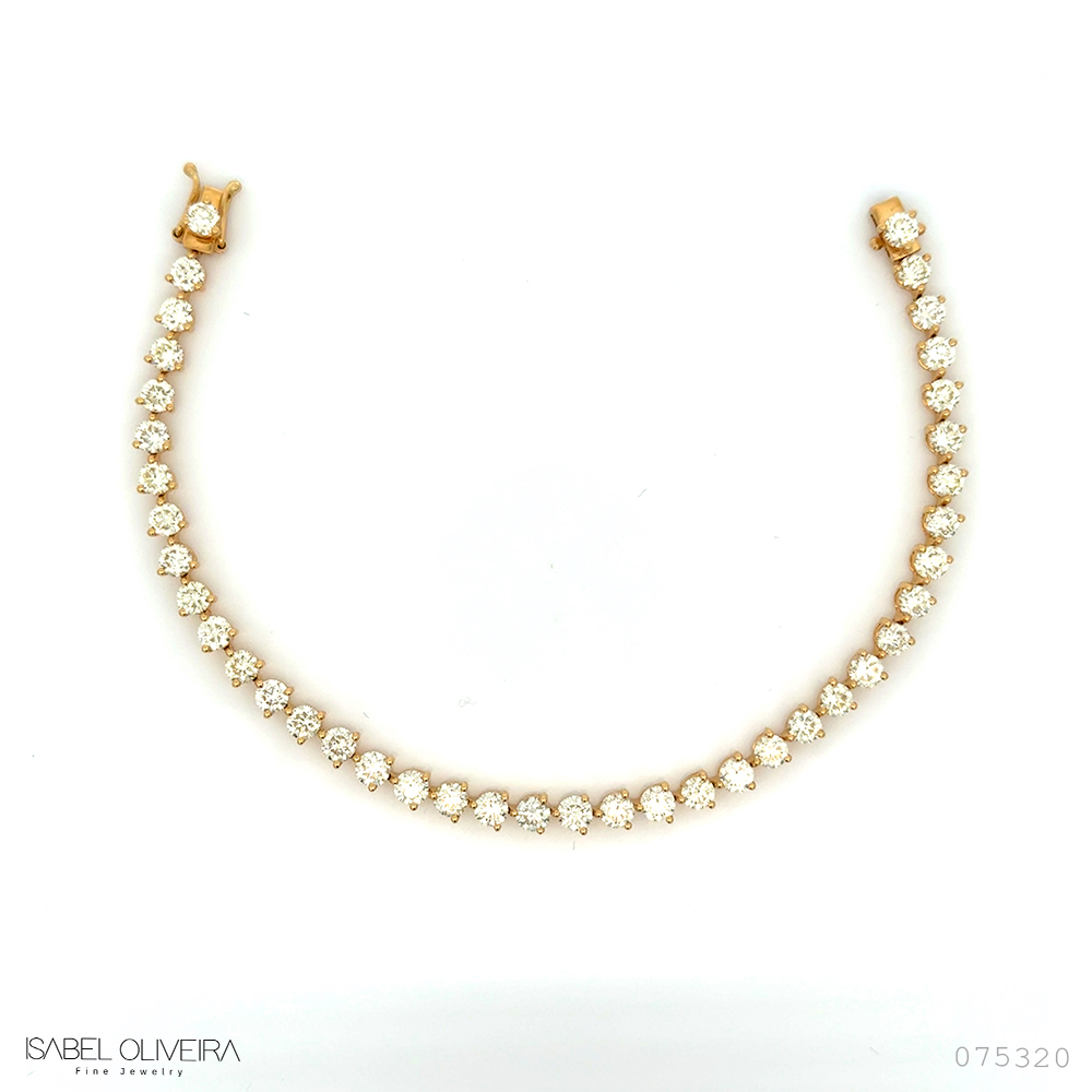 19-Pulseira Riviera 40 Brilhantes 7,78ct 18cm 8,30g Ouro Amarelo 18k - Coleção Rivieras