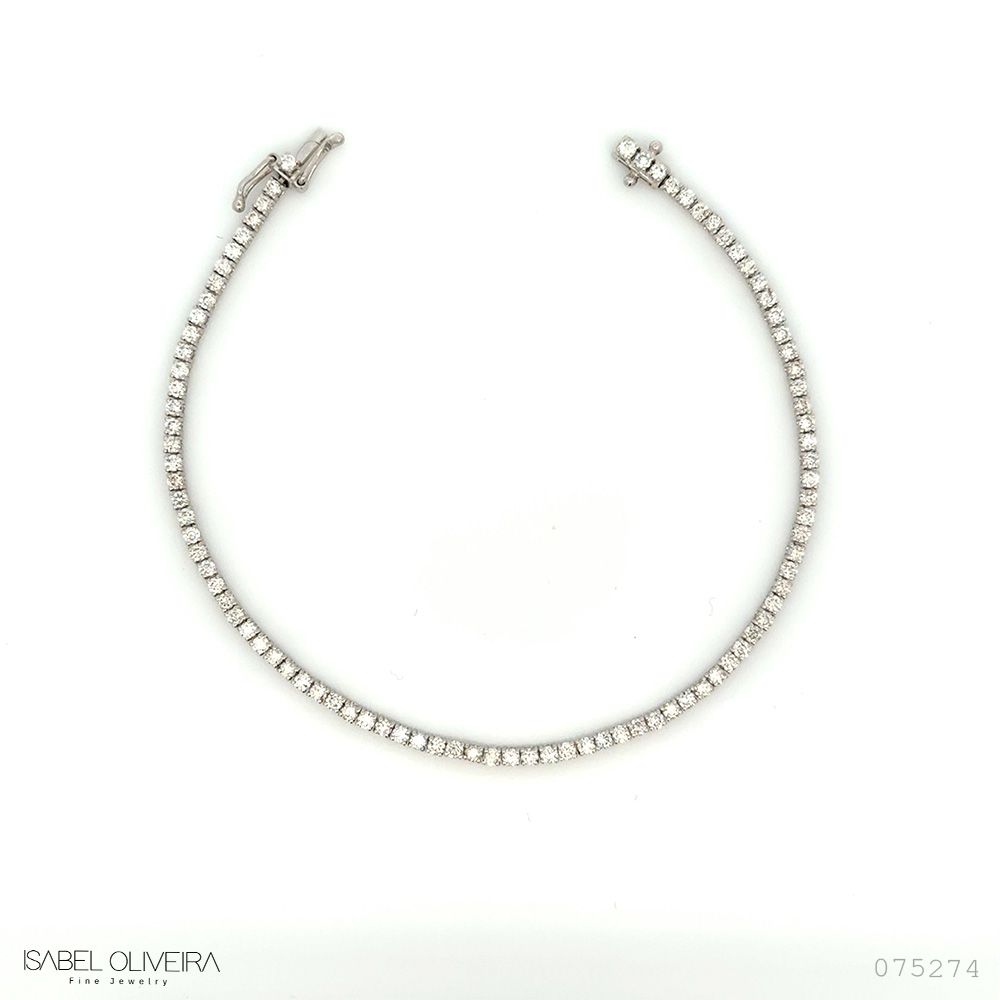 2,2-PULSEIRA Riviera 89 Brilhantes 1,98CT 17CM 4,60G Ouro Branco 18K - Coleçao Rivieras