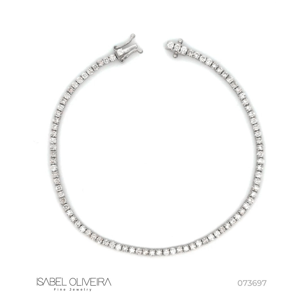 2-Pulseira Riviera 89 Brilhantes 2,0ct 4,70g 17cm Ouro Branco 18k - Coleção Rivieras