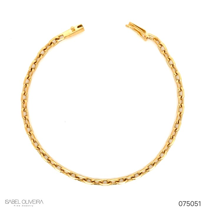 [075905] Pulseira Elo Cartier Fechado Fecho Gaveta 20,5cm Ouro Amarelo 18k
