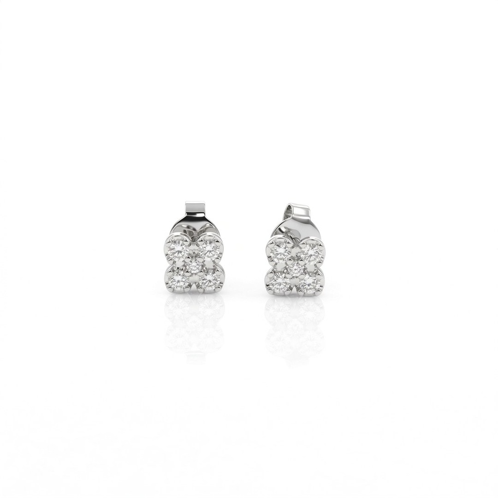 Brinco 10 Brilhantes 0,26ct 1,00g Ouro Branco 18k - Coleção Only You