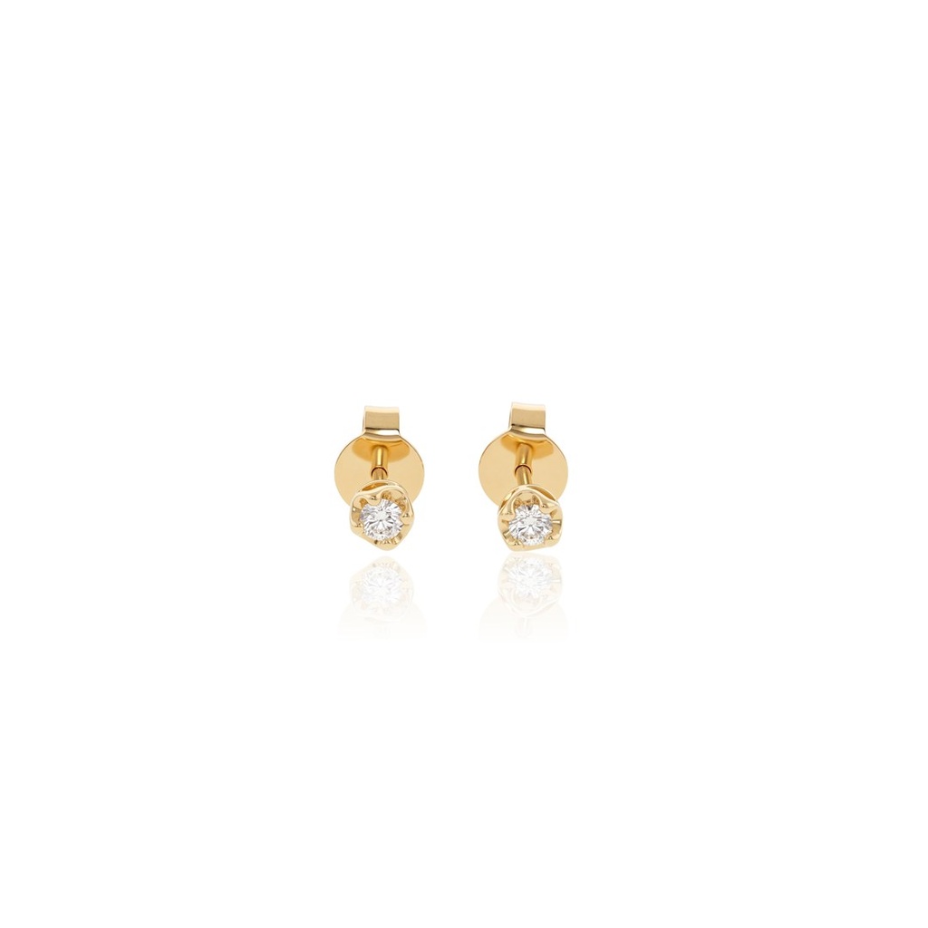 Brinco 2 Brilhantes 0,10ct 0,79g Ouro Amarelo 18k - Coleção Only You