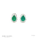 Brinco 2 Esmeraldas Brasileiras Gota 4,43CT 26 Brilhantes 1,82CT G VS1 5,69G Ouro Branco 18K - Coleçao Brazilian Emerald
