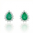 Brinco 2 Esmeraldas Brasileiras Gota 4,43ct com Diamantes em Ouro Branco 18k
