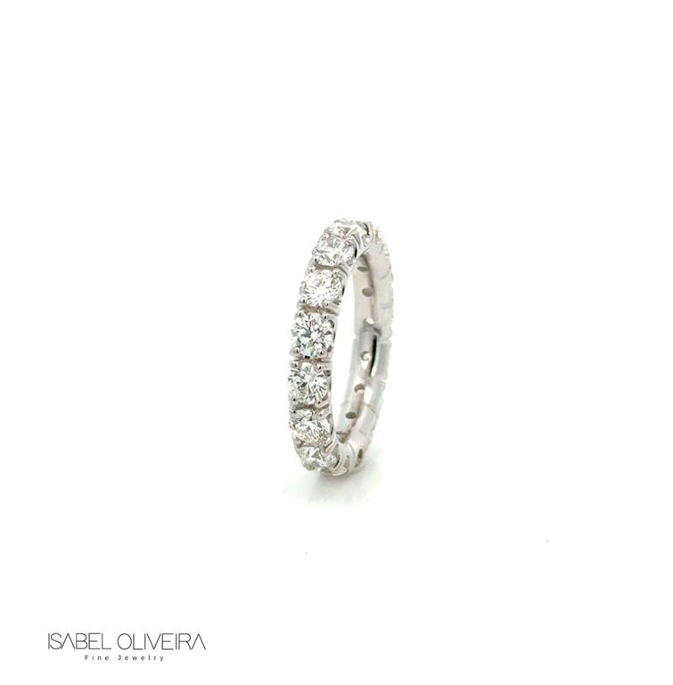 20-ALIANCA Inteira 16 Brilhantes 3,62CT H VS2 6,30G Ouro Branco 18K - Coleçao Soulmates