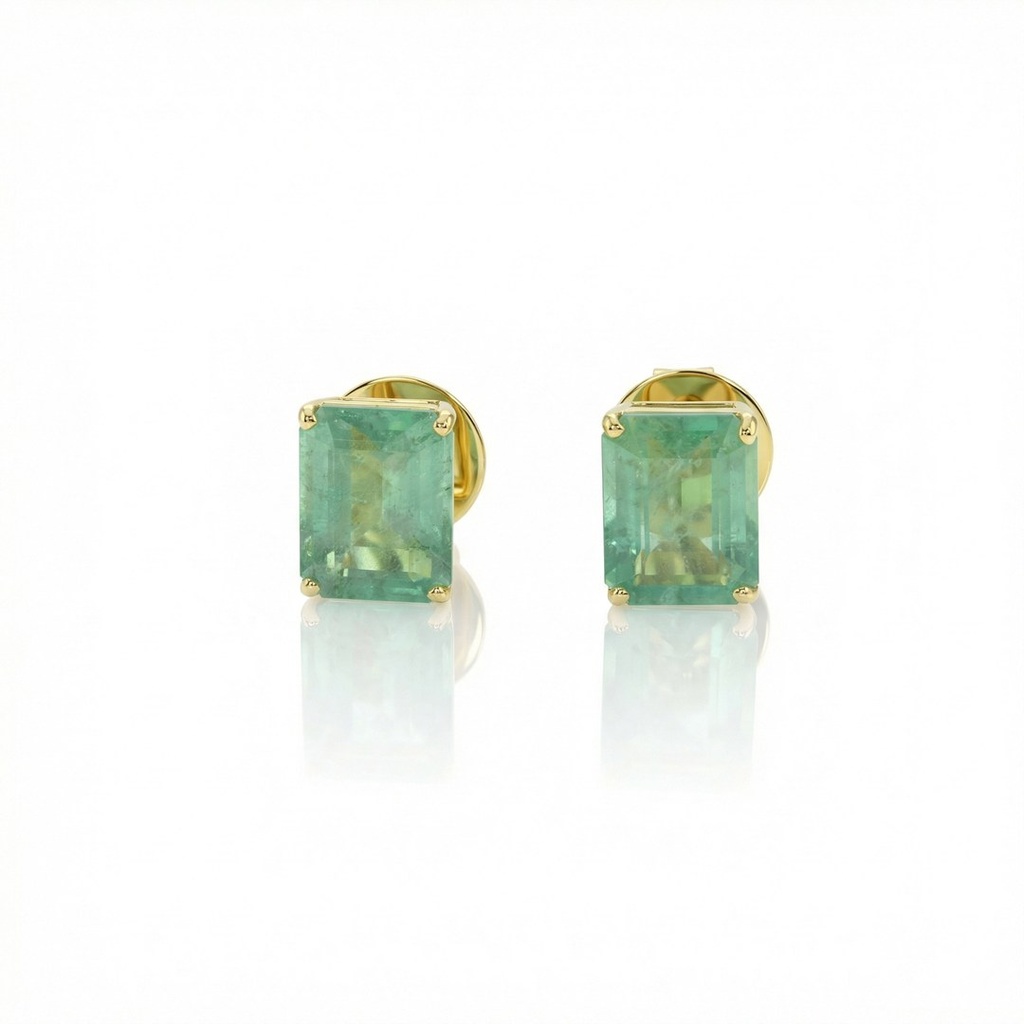 [070390] Brinco 2 Esmeraldas Brasileiras Octogonal 4,27ct em Ouro Amarelo 18k