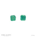 Brinco 2 Esmeraldas Brasileiras Octogonal 6,52CT 3,86G Ouro Branco 18K - Coleçao Brazilian Emerald