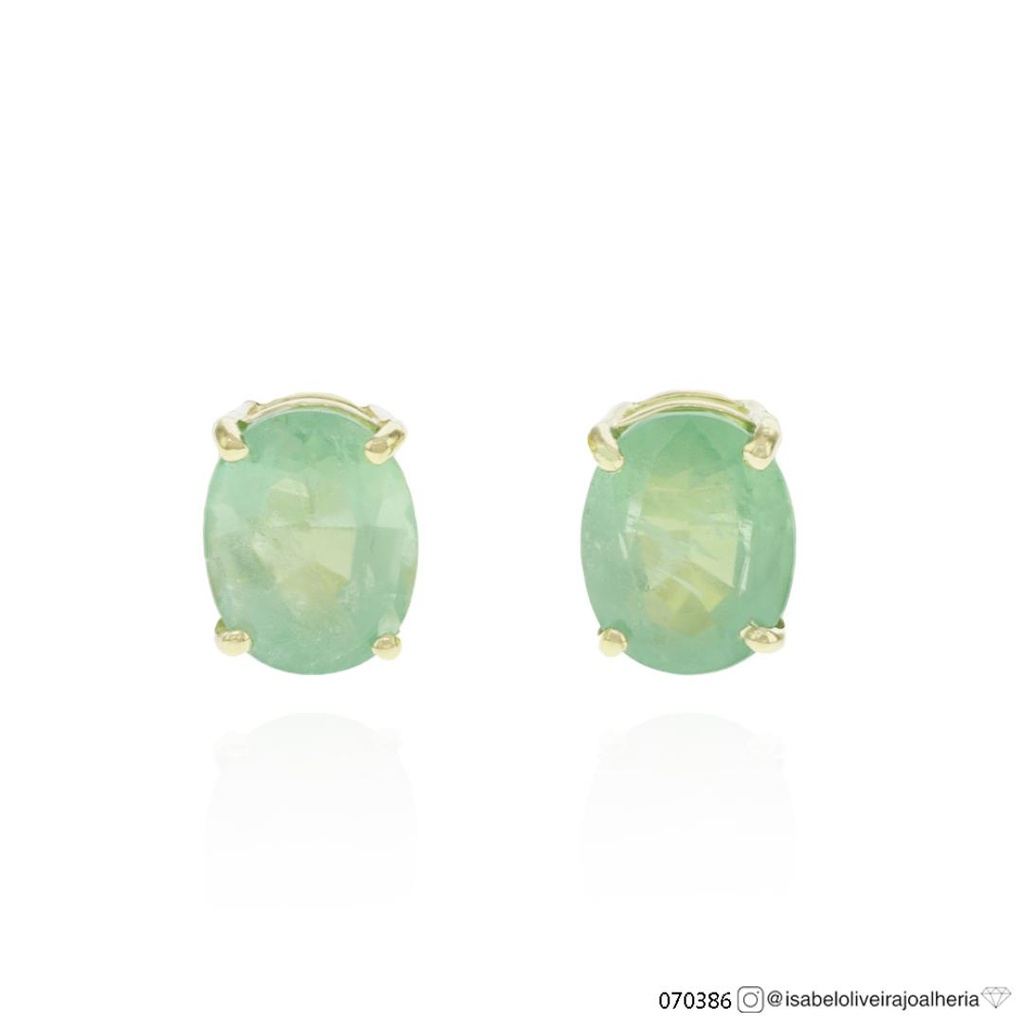 Brinco 2 Esmeraldas Brasileiras Oval 3,93CT 3,19G Ouro Amarelo 18K - Certificado Belmont - Coleçao Brazilian Emerald