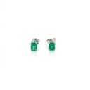 Brinco 2 Esmeraldas Brasileiras Retangular 0,85ct em Ouro Branco 18k