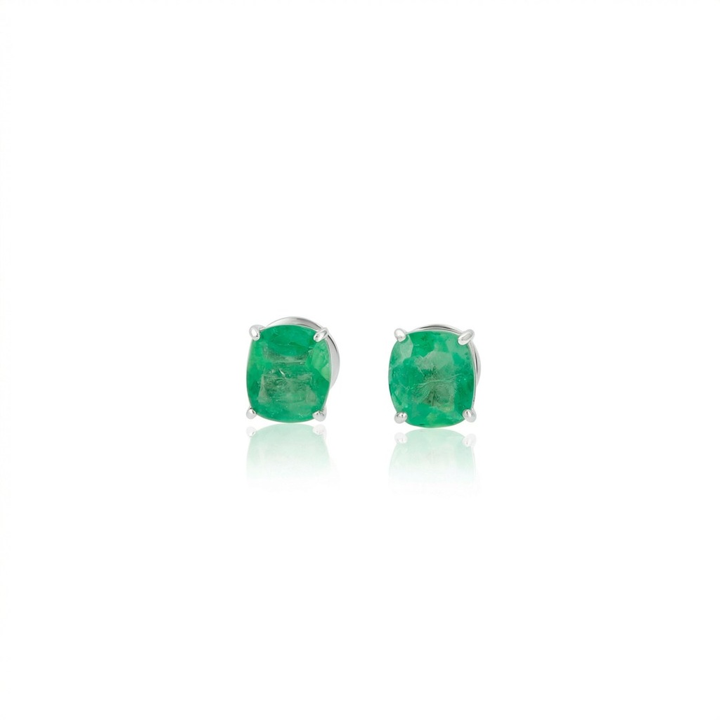 Brinco 2 Esmeraldas Colombianas Antique 4,0ct em Ouro Branco 18k