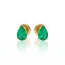Brinco 2 Esmeraldas Colombianas Gota 3,72ct em Ouro Amarelo 18k