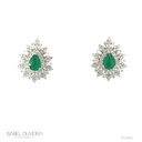 Brinco 2 Esmeraldas Gota 1,85CT 110 Brilhantes 1,46CT 20 Trapezios 0,41CT 8,90G Ouro Branco 18K