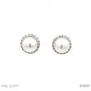 Brinco 2 Pérolas 7,70mm 36 Brilhantes 0,40ct 3,10g Ouro Branco 18k - Coleção Over The Moon