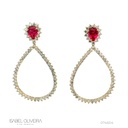 Brinco 2 Rubelitas Gota 2,29CT 114 Brilhantes 4,15CT H VS2 10,76G Ouro Amarelo 18K - Coleçao Rubelita