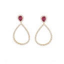 Brinco 2 Rubelitas Gotas 2,29ct com Diamantes em Ouro Amarelo 18k