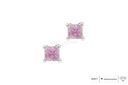 Brinco 2 Safiras Rosa Carre 0,12CT 1,10G Ouro Branco 18K - Coleçao True Colors
