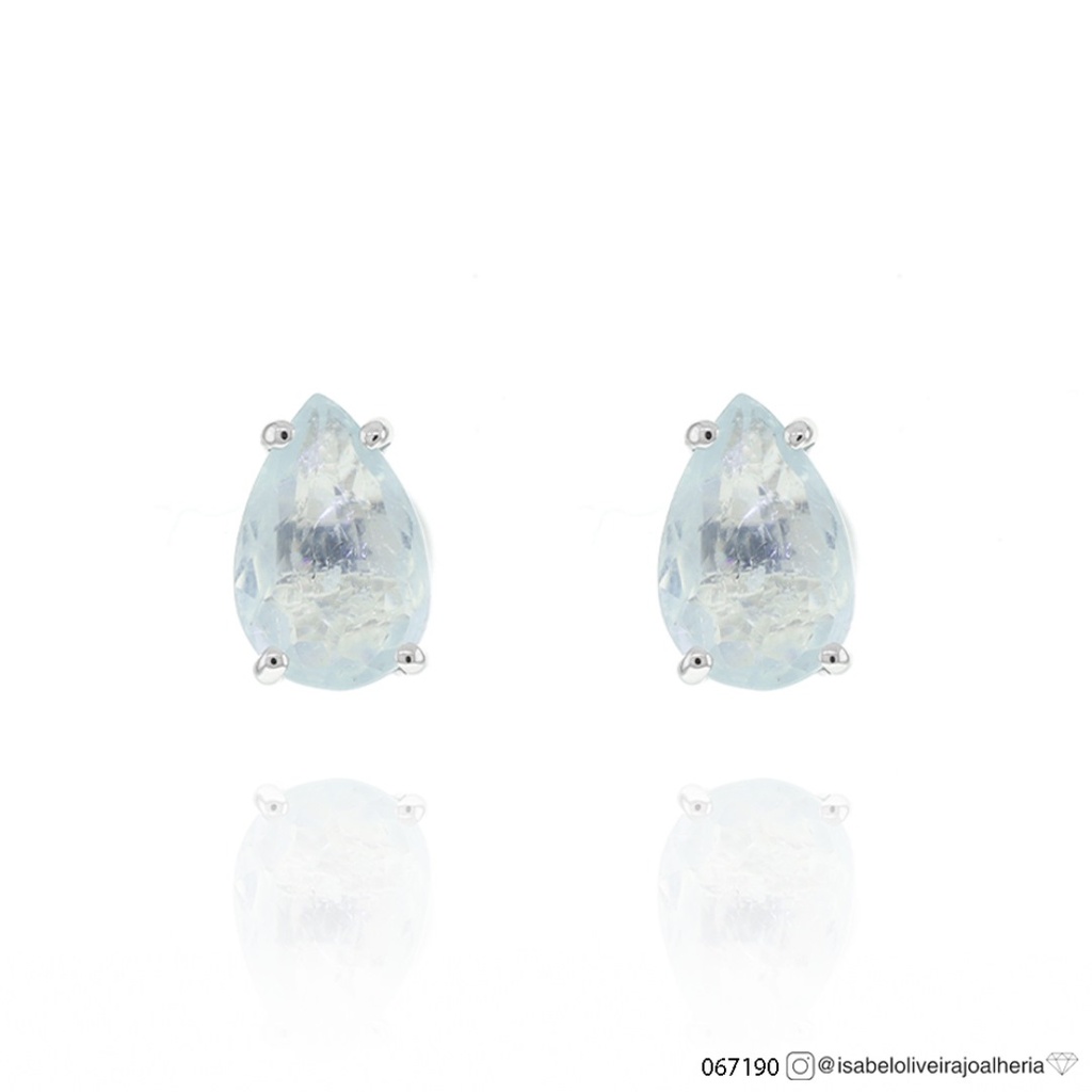 Brinco 2 Turmalinas Paraiba Gota 1,75ct 2,20g Ouro Branco 18k - Coleção Sara e Antonio