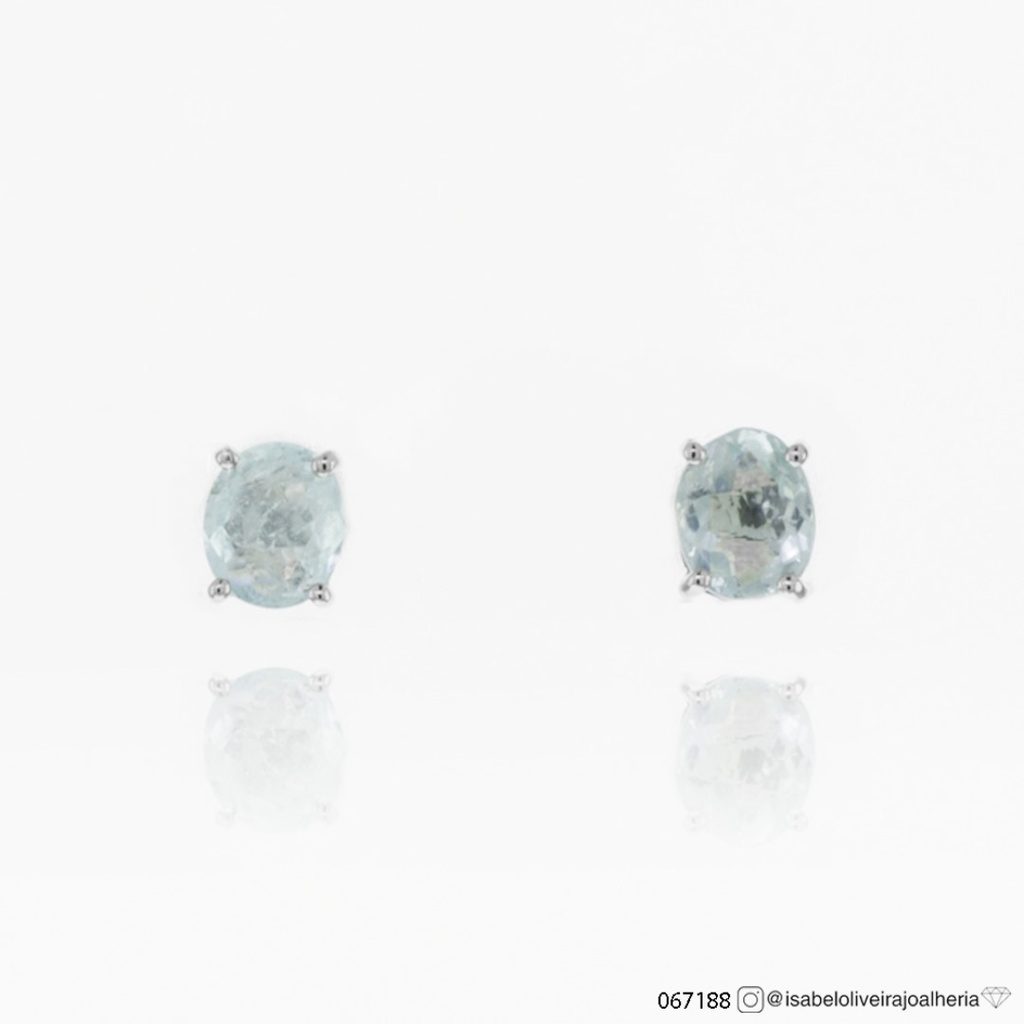 Brinco 2 Turmalinas Paraiba Oval 1,05ct 1,94g Ouro Branco 18k - Coleção Sara e Antonio