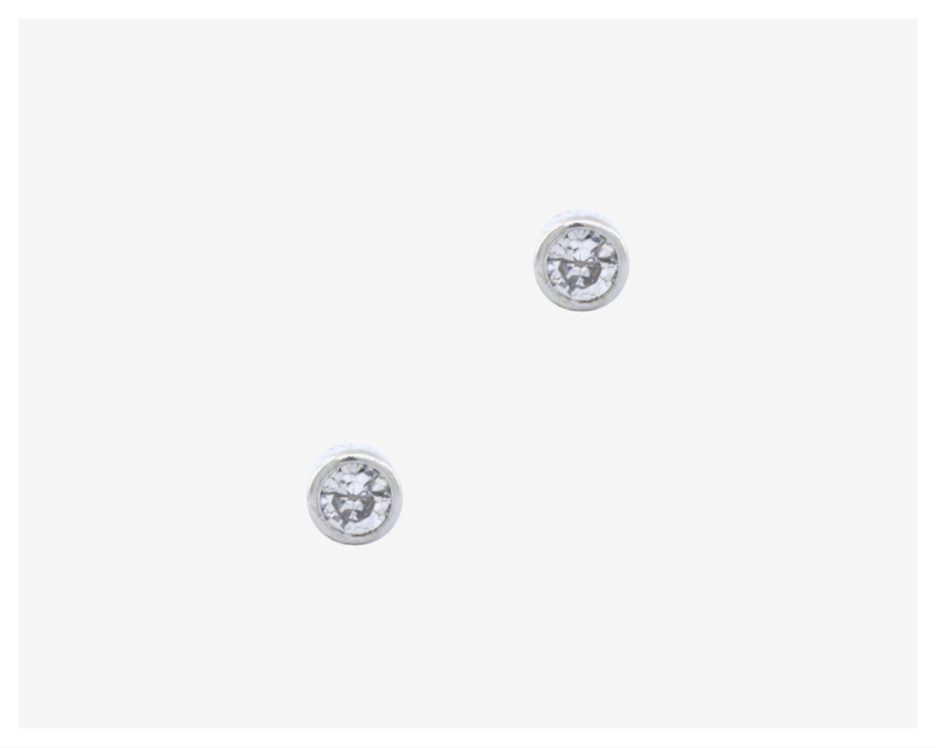 Brinco 2 Zircônias Redondas 2,50mm 0,40g Ouro Branco 18k - Coleção Kids