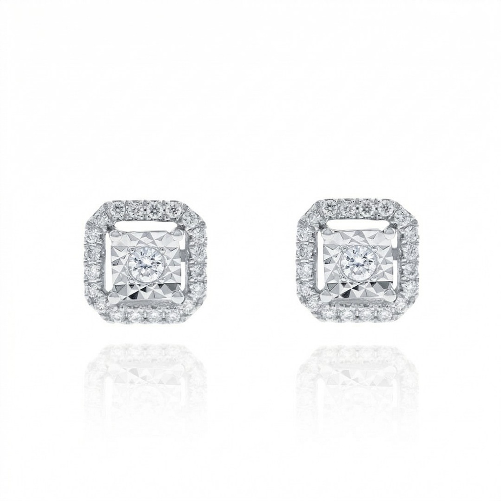 [070653] Brinco 42 Brilhantes 0,29ct 2,06g Ouro Branco 18k - Coleção Laisa
