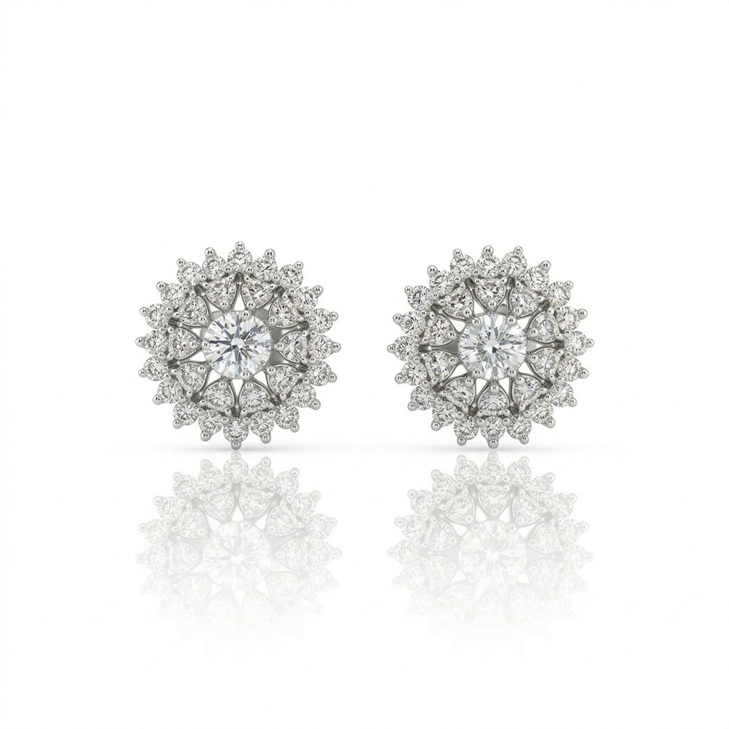 [073711] Brinco 74 Brilhantes 0,94ct 2,83g Ouro Branco 18k - Coleção Laisa