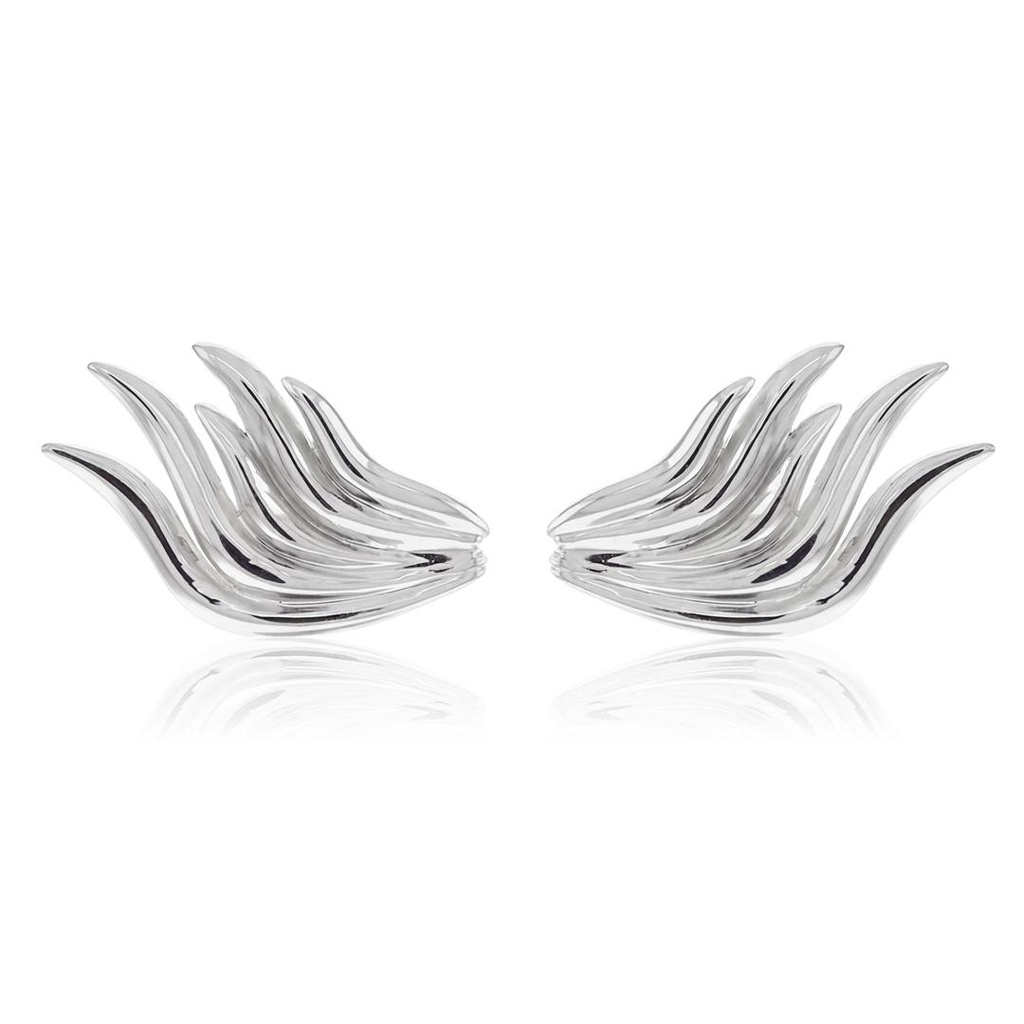 [067523] Brinco Asa 4,95g Ouro Branco 18k - Coleção Minimalista