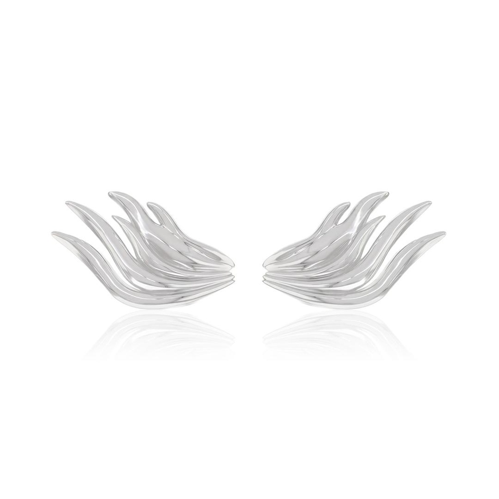 [069078] Brinco Asa 5,22g Ouro Branco 18k - Coleção Minimalista