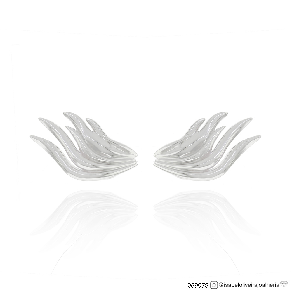 [069078] Brinco Asa 5,22g Ouro Branco 18k - Coleção Minimalista