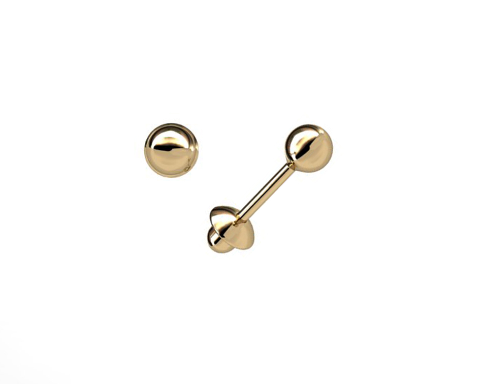 Brinco Bolinha 3,5mm 0,30g a 0,35g Ouro Amarelo 18k - Coleção Kids