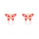 Brinco Borboleta Esmaltado 0,50G Ouro Amarelo 18K - Coleçao Kids
