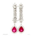 Brinco 2 Rubelitas Gotas 18,49ct com Diamantes em Ouro Branco 18k